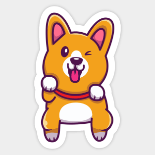 Cute Corgi Jumping Sticker